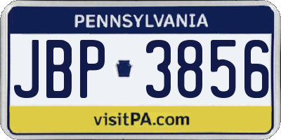 PA license plate JBP3856
