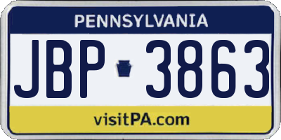 PA license plate JBP3863