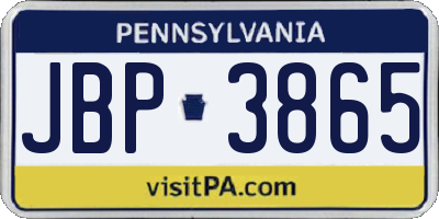 PA license plate JBP3865