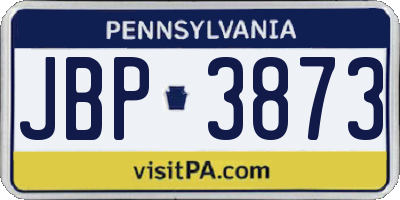 PA license plate JBP3873