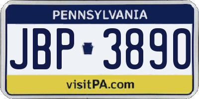 PA license plate JBP3890
