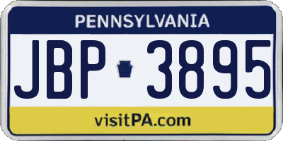 PA license plate JBP3895