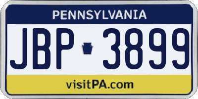 PA license plate JBP3899