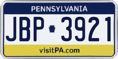 PA license plate JBP3921