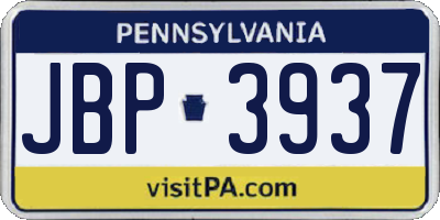 PA license plate JBP3937