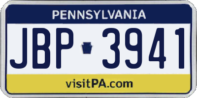 PA license plate JBP3941