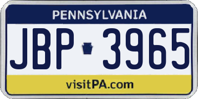 PA license plate JBP3965