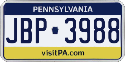 PA license plate JBP3988