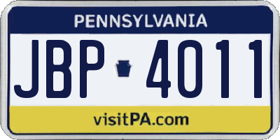 PA license plate JBP4011