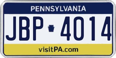 PA license plate JBP4014