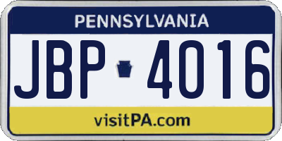 PA license plate JBP4016