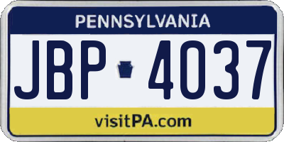 PA license plate JBP4037