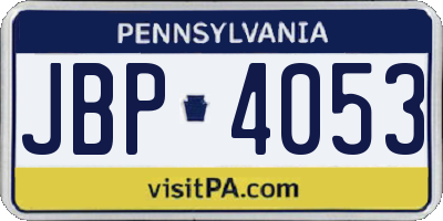 PA license plate JBP4053