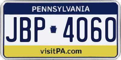 PA license plate JBP4060