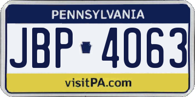 PA license plate JBP4063