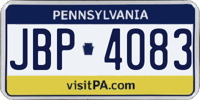 PA license plate JBP4083