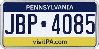 PA license plate JBP4085
