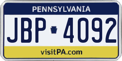 PA license plate JBP4092