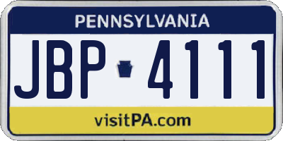 PA license plate JBP4111