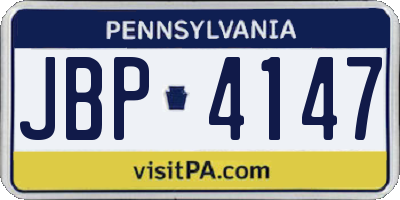 PA license plate JBP4147