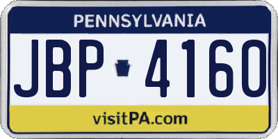 PA license plate JBP4160