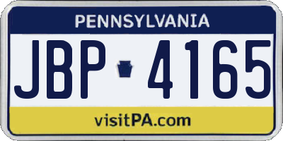 PA license plate JBP4165