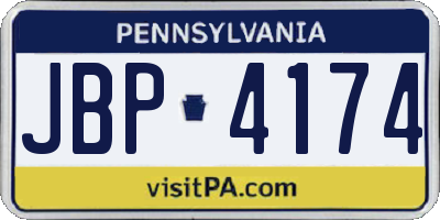 PA license plate JBP4174