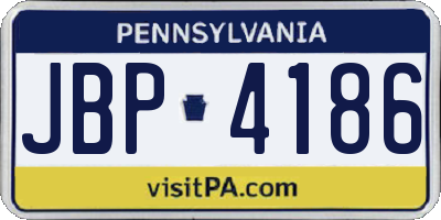 PA license plate JBP4186
