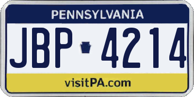 PA license plate JBP4214