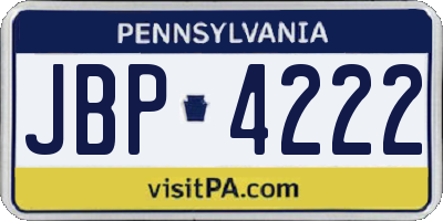PA license plate JBP4222