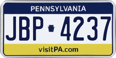 PA license plate JBP4237