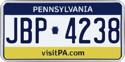 PA license plate JBP4238