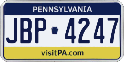 PA license plate JBP4247