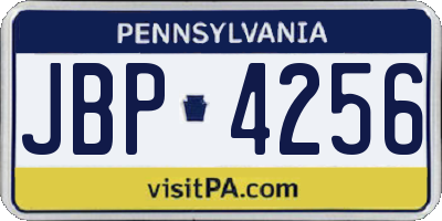 PA license plate JBP4256