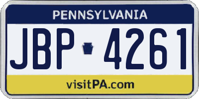 PA license plate JBP4261