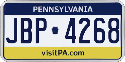 PA license plate JBP4268
