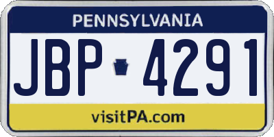 PA license plate JBP4291