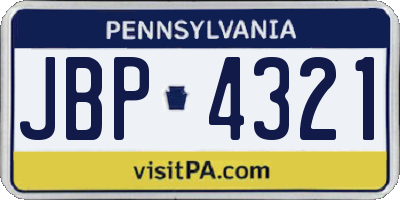 PA license plate JBP4321