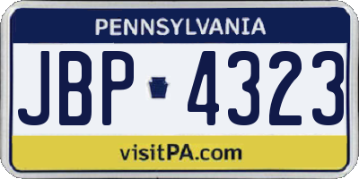 PA license plate JBP4323
