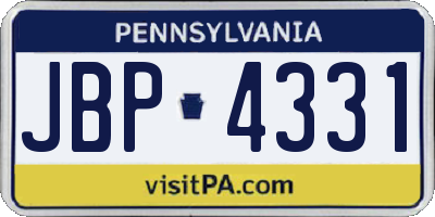 PA license plate JBP4331