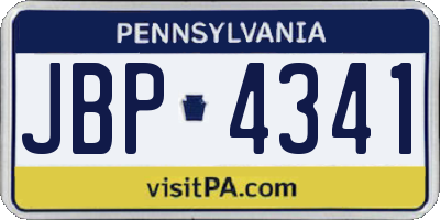 PA license plate JBP4341