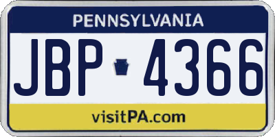 PA license plate JBP4366