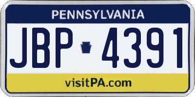 PA license plate JBP4391