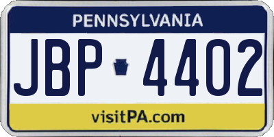 PA license plate JBP4402