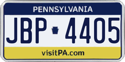 PA license plate JBP4405