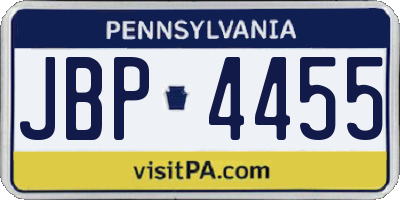 PA license plate JBP4455