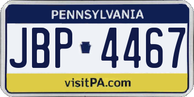 PA license plate JBP4467