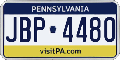 PA license plate JBP4480