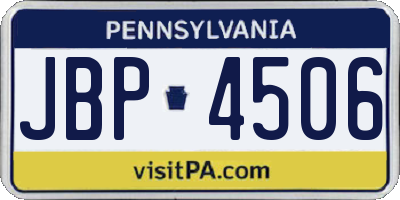 PA license plate JBP4506