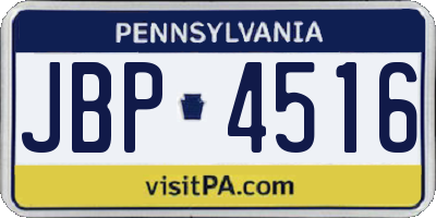 PA license plate JBP4516